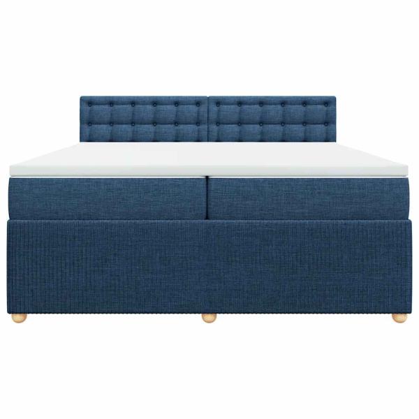 Boxspringbett mit Matratze Blau 200x200 cm Stoff