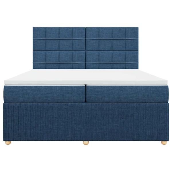 Boxspringbett mit Matratze Blau 200x200 cm Stoff