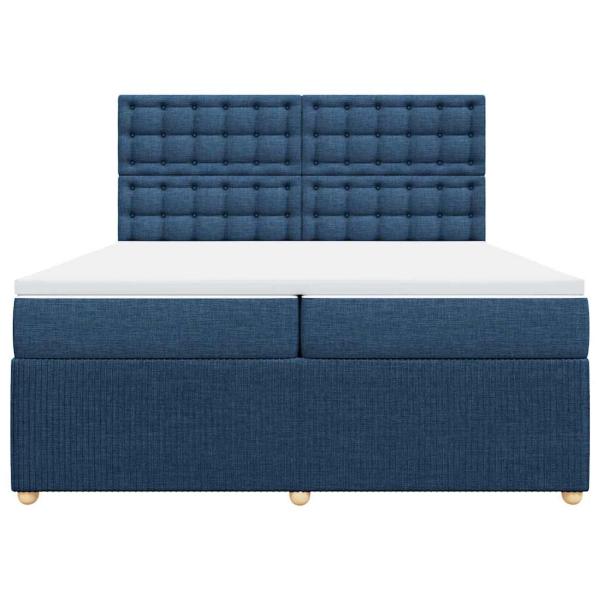 Boxspringbett mit Matratze Blau 200x200 cm Stoff