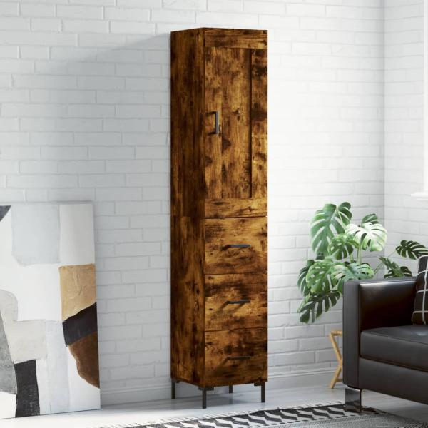 ARDEBO.de - Highboard Räuchereiche 34,5x34x180 cm Holzwerkstoff