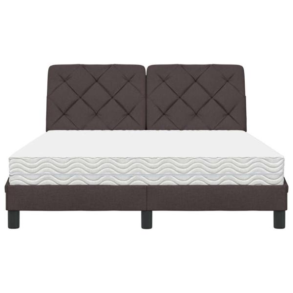 Bett mit Matratze Dunkelbraun 140x190 cm Stoff
