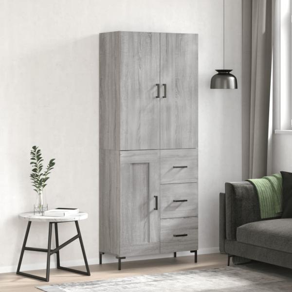 ARDEBO.de - Highboard Grau Sonoma 69,5x34x180 cm Holzwerkstoff