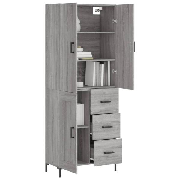 Highboard Grau Sonoma 69,5x34x180 cm Holzwerkstoff