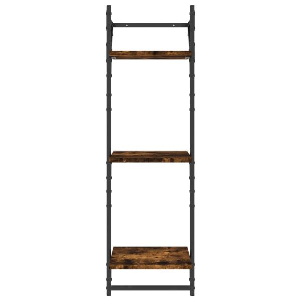 6-tlg. Wandregal-Set mit Stangen Räuchereiche Holzwerkstoff