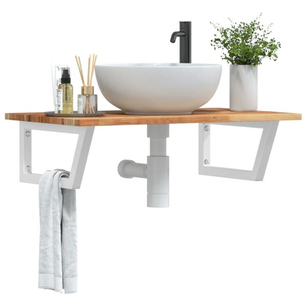 ARDEBO.de - Waschbeckenregal Wandmontage Stahl und Akazienholz