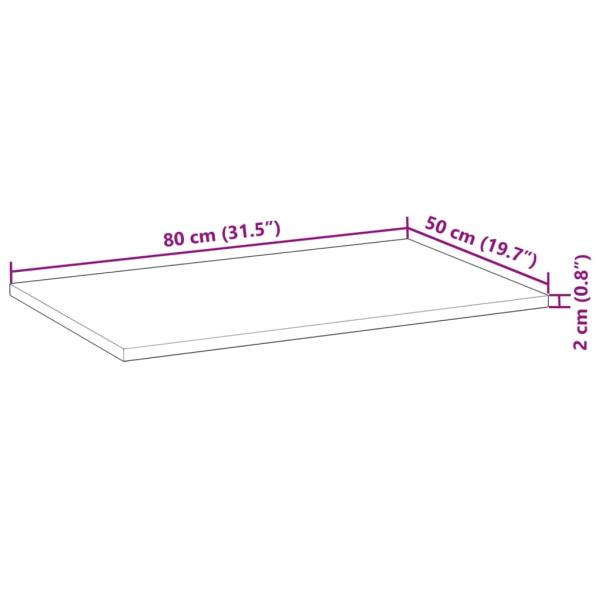 Schreibtischplatte Unbehandelt 80x50x2 cm Massivholz Akazie