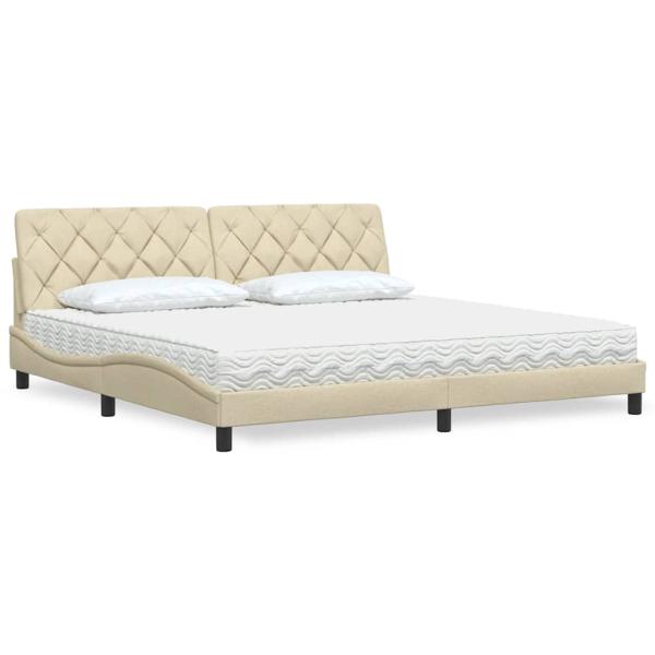 ARDEBO.de - Bett mit Matratze Creme 200x200 cm Stoff