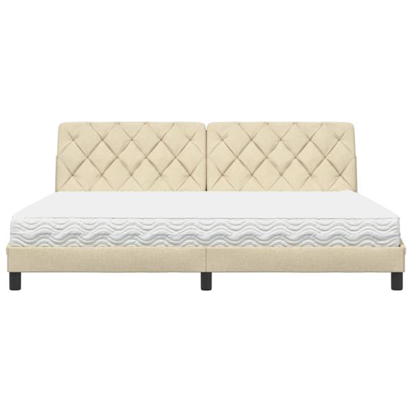 Bett mit Matratze Creme 200x200 cm Stoff