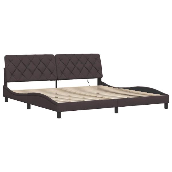 Bettgestell mit LED ohne Matratze Dunkelbraun 200x200 cm Stoff