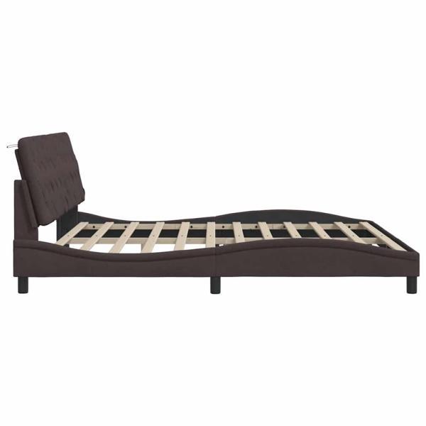 Bettgestell mit LED ohne Matratze Dunkelbraun 200x200 cm Stoff