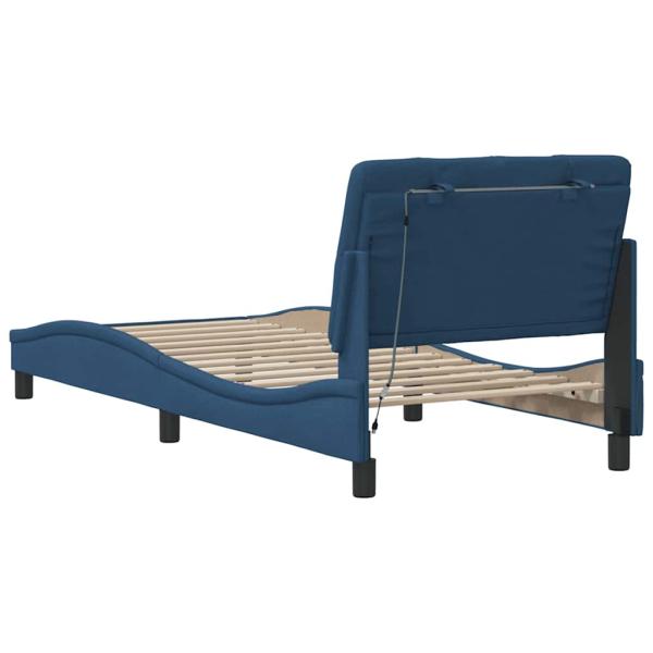 Bettgestell mit LED ohne Matratze Blau 80x200 cm Stoff