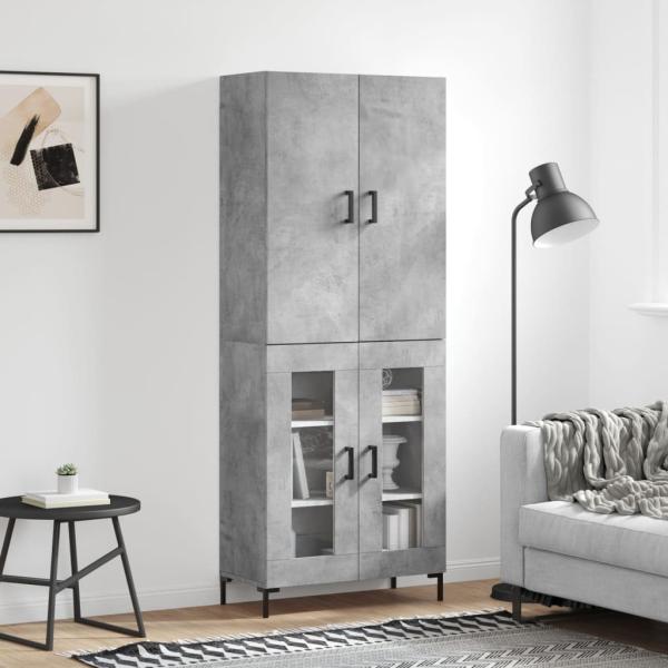 ARDEBO.de - Highboard Betongrau 69,5x34x180 cm Holzwerkstoff