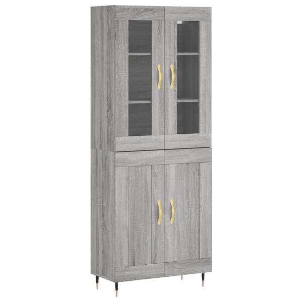 Highboard Grau Sonoma 69,5x34x180 cm Holzwerkstoff