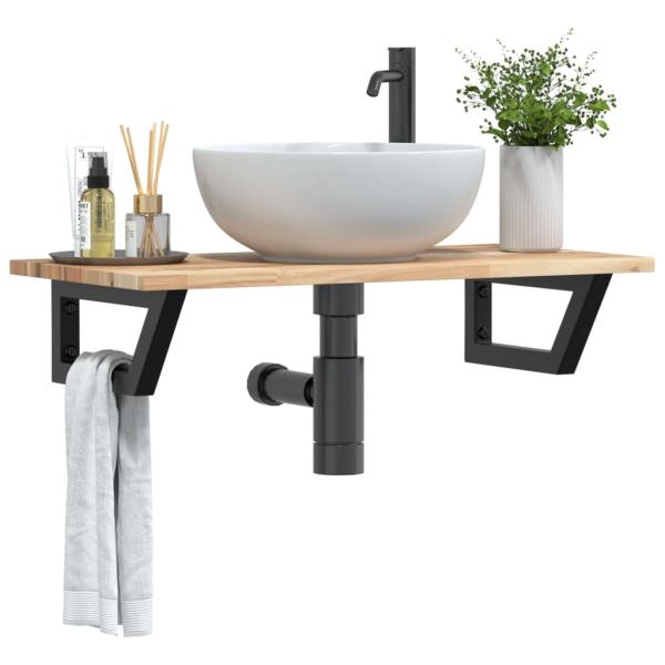 ARDEBO.de - Waschbeckenregal Wandmontage Stahl und Akazienholz
