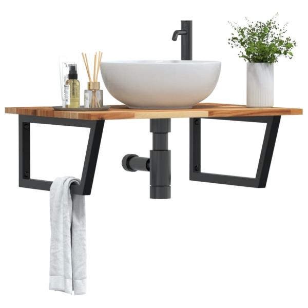 ARDEBO.de - Waschbeckenregal Wandmontage Stahl und Akazienholz