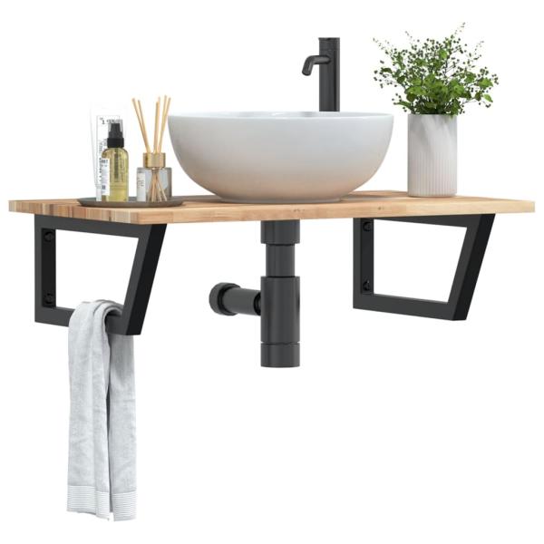 ARDEBO.de - Waschbeckenregal Wandmontage Stahl und Akazienholz