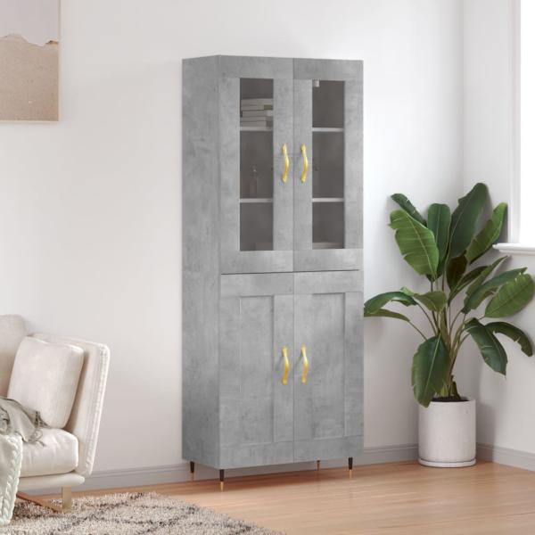 ARDEBO.de - Highboard Betongrau 69,5x34x180 cm Holzwerkstoff