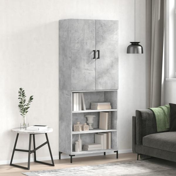 ARDEBO.de - Highboard Betongrau 69,5x34x180 cm Holzwerkstoff
