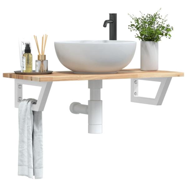 ARDEBO.de - Waschbeckenregal Wandmontage Stahl und Akazienholz