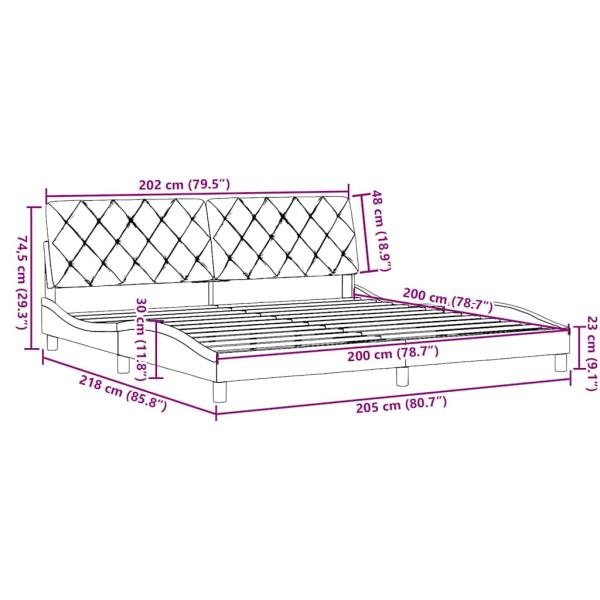 Bettgestell ohne Matratze Creme 200x200 cm Stoff