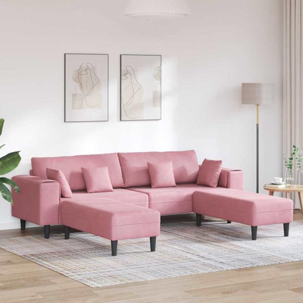 ARDEBO.de - Samt Sofa mit Kissen mit Kissen 3 pcs Rosa 208 cm Samt