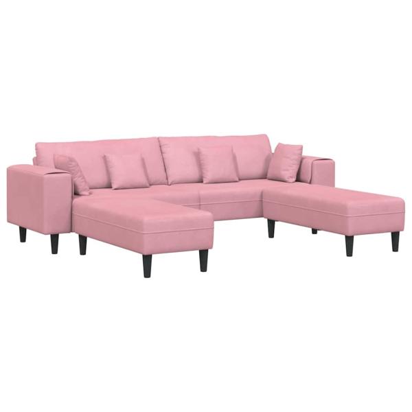 Samt Sofa mit Kissen mit Kissen 3 pcs Rosa 208 cm Samt