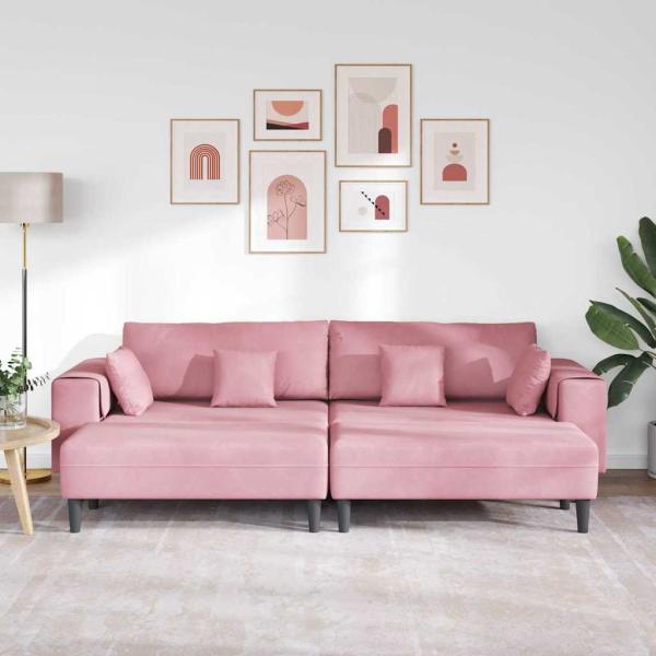Samt Sofa mit Kissen mit Kissen 3 pcs Rosa 208 cm Samt