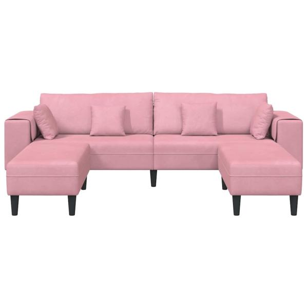 Samt Sofa mit Kissen mit Kissen 3 pcs Rosa 208 cm Samt