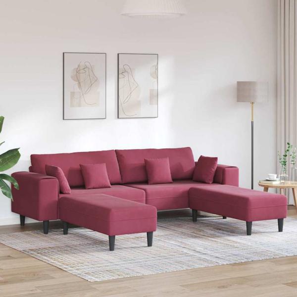 ARDEBO.de - Samt Sofa mit Kissen mit Kissen 3 pcs Weinrot 208 cm Samt
