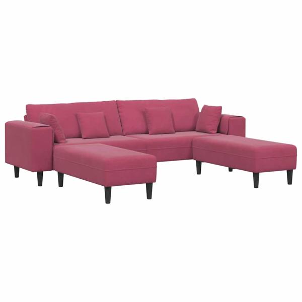 Samt Sofa mit Kissen mit Kissen 3 pcs Weinrot 208 cm Samt