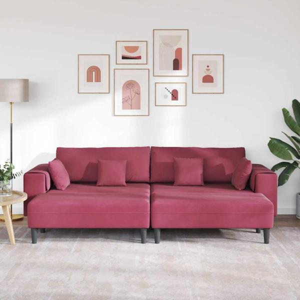 Samt Sofa mit Kissen mit Kissen 3 pcs Weinrot 208 cm Samt