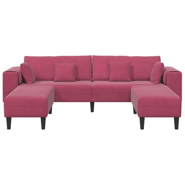 Samt Sofa mit Kissen mit Kissen 3 pcs Weinrot 208 cm Samt