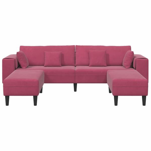 Samt Sofa mit Kissen mit Kissen 3 pcs Weinrot 208 cm Samt