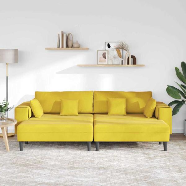 Samt Sofa mit Kissen mit Kissen 3 pcs Gelb 208 cm Samt