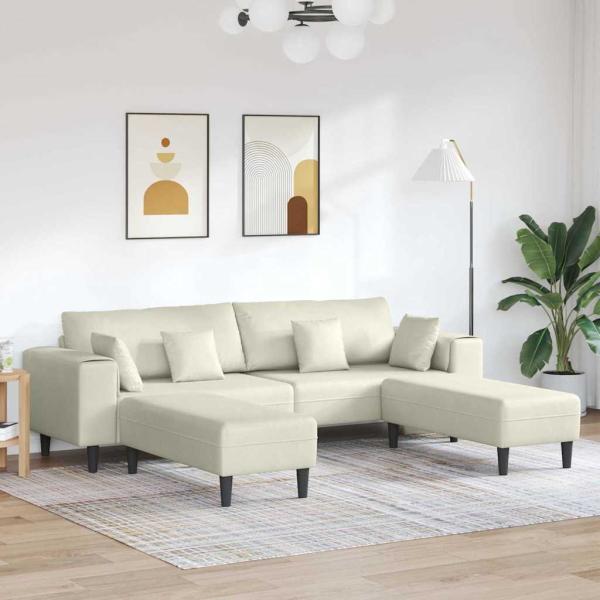 ARDEBO.de - Samt Sofa mit Kissen mit Kissen 3 pcs Cremefarben 208 cm Samt
