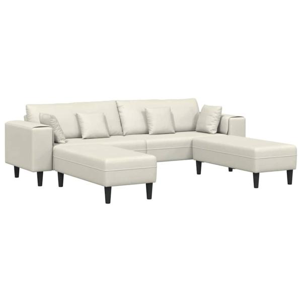 Samt Sofa mit Kissen mit Kissen 3 pcs Cremefarben 208 cm Samt