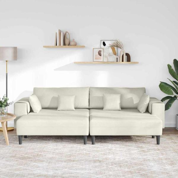 Samt Sofa mit Kissen mit Kissen 3 pcs Cremefarben 208 cm Samt