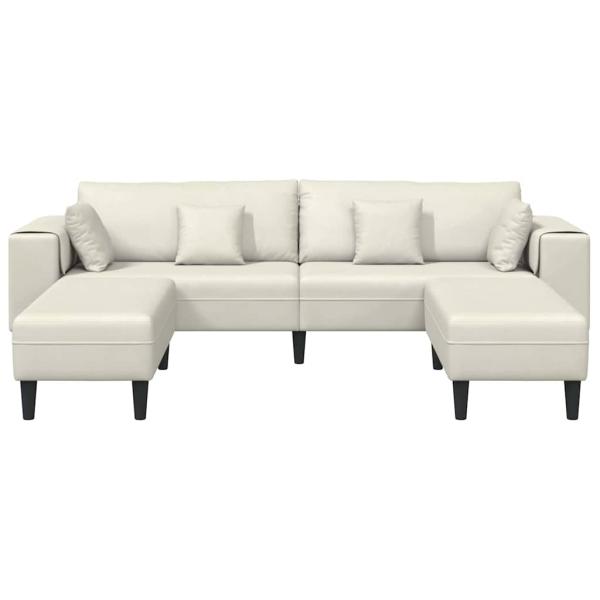 Samt Sofa mit Kissen mit Kissen 3 pcs Cremefarben 208 cm Samt