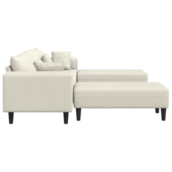 Samt Sofa mit Kissen mit Kissen 3 pcs Cremefarben 208 cm Samt
