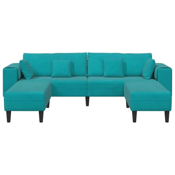 Samt Sofa mit Kissen mit Kissen 3 pcs Türkis 208 cm Samt