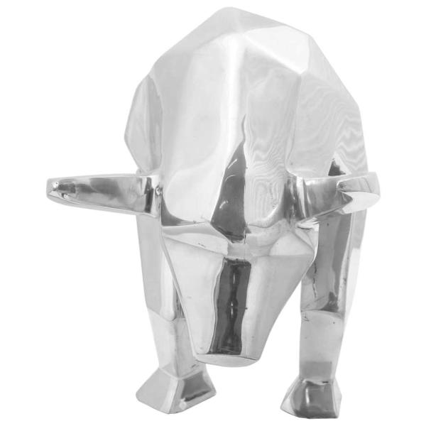 Skulptur Stier Silbern 74x23x39 cm Aluminium
