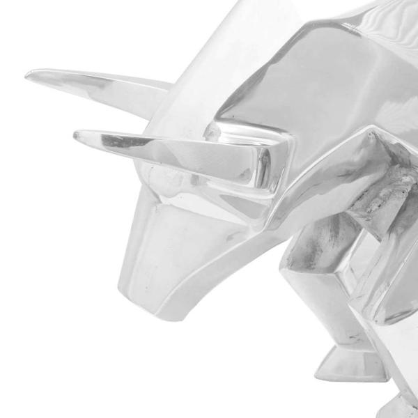 Skulptur Stier Silbern 74x23x39 cm Aluminium
