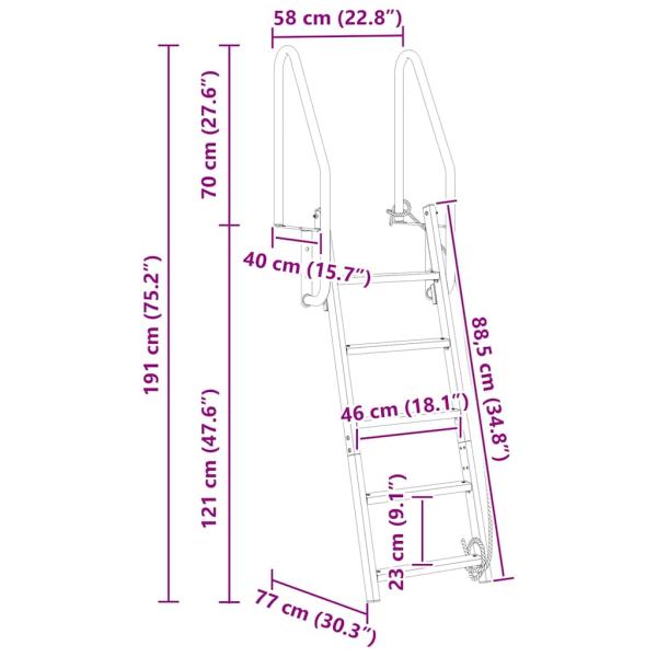 Dockleiter Sonstiges Silber 58 x 77 x 191 cm Aluminium