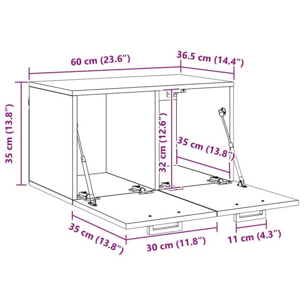 Wandschrank Altholz 60 x 36.5 x 35 cm Holzwerkstoff
