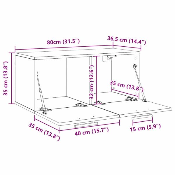 Wandschrank Altholz 80 x 36.5 x 35 cm Holzwerkstoff