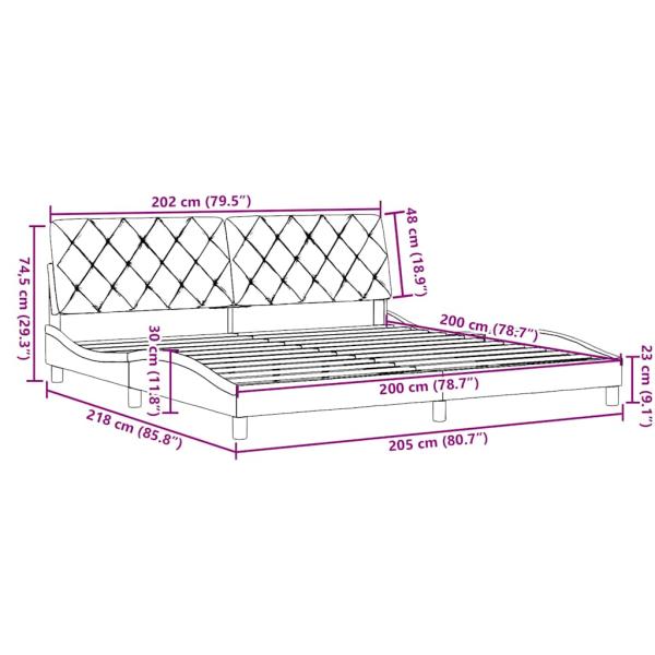 Bettgestell ohne Matratze Blau 200x200 cm Stoff