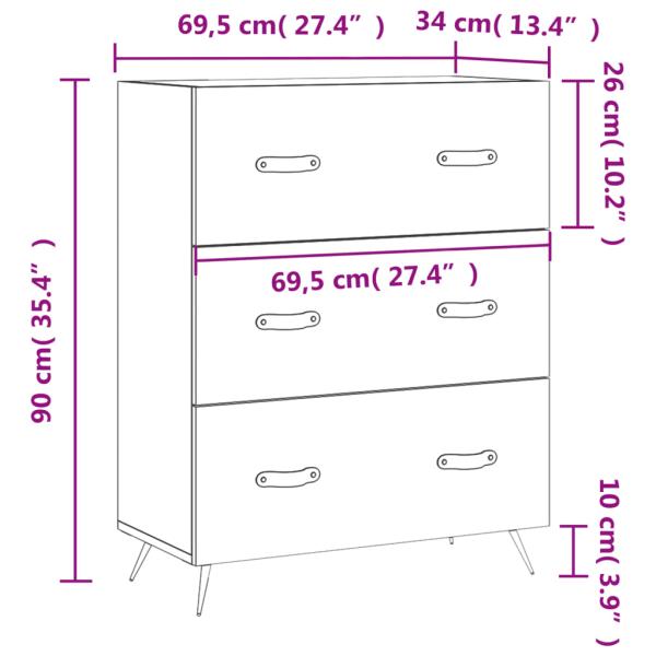 Kommode Sonoma-Eiche 69,5x34x90 cm Holzwerkstoff