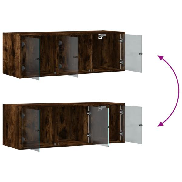 Wandschrank mit Glastüren Räuchereiche 102x37x35 cm