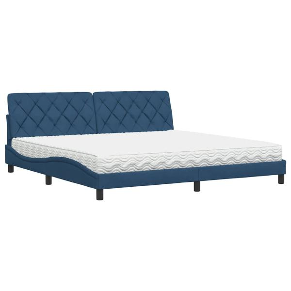 Bett mit Matratze Blau 200x200 cm Stoff
