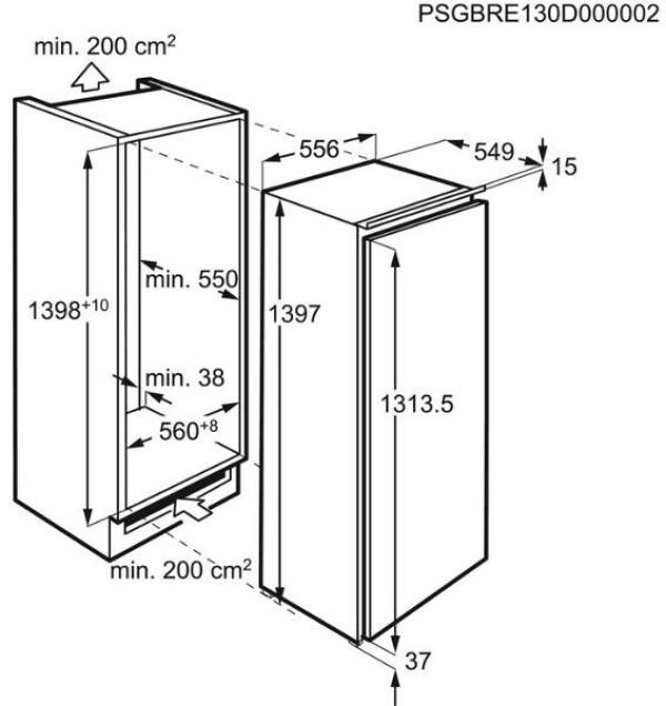 AEG SFE814D9ZC Einbaukühlschrank mit Gefrierfach, Nischenhöhe 140 cm, 187 L, Festtürtechnik, 360°Cooling, Coolmatic